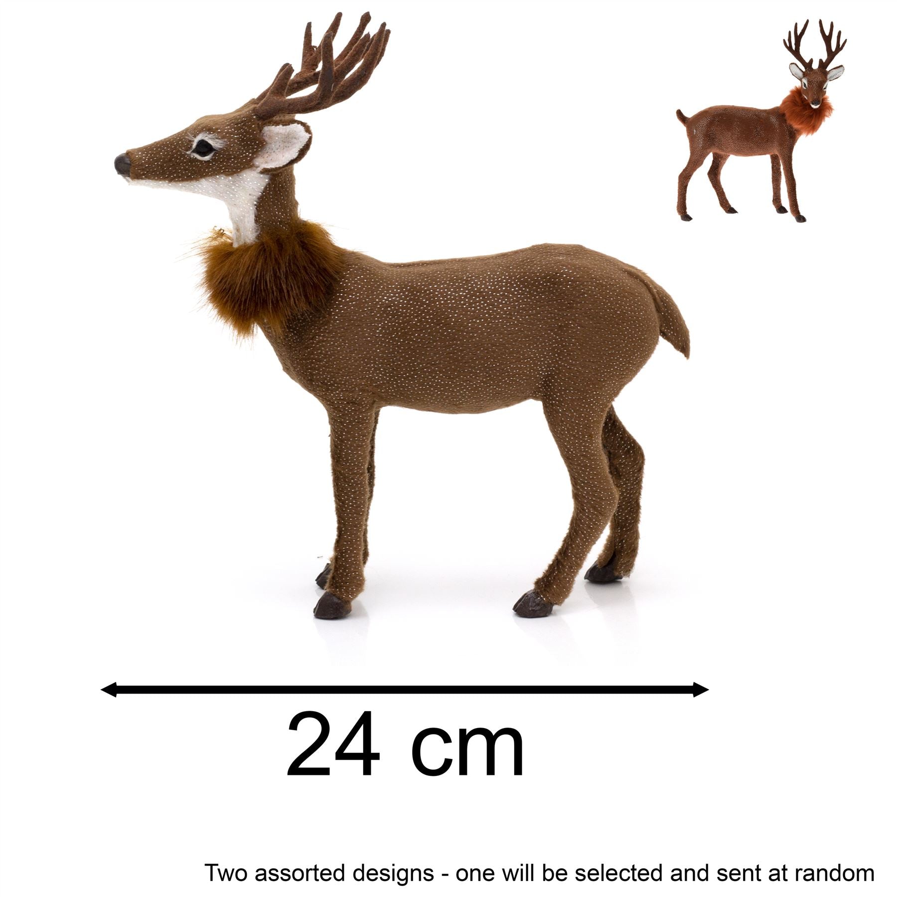 Julens rensdyr med pelstørklæde | Deer Stag Ornament Statue Figurrulende julepynt til hjemmet | 25 cm stående rensdyr stag juledekoration - Image 2