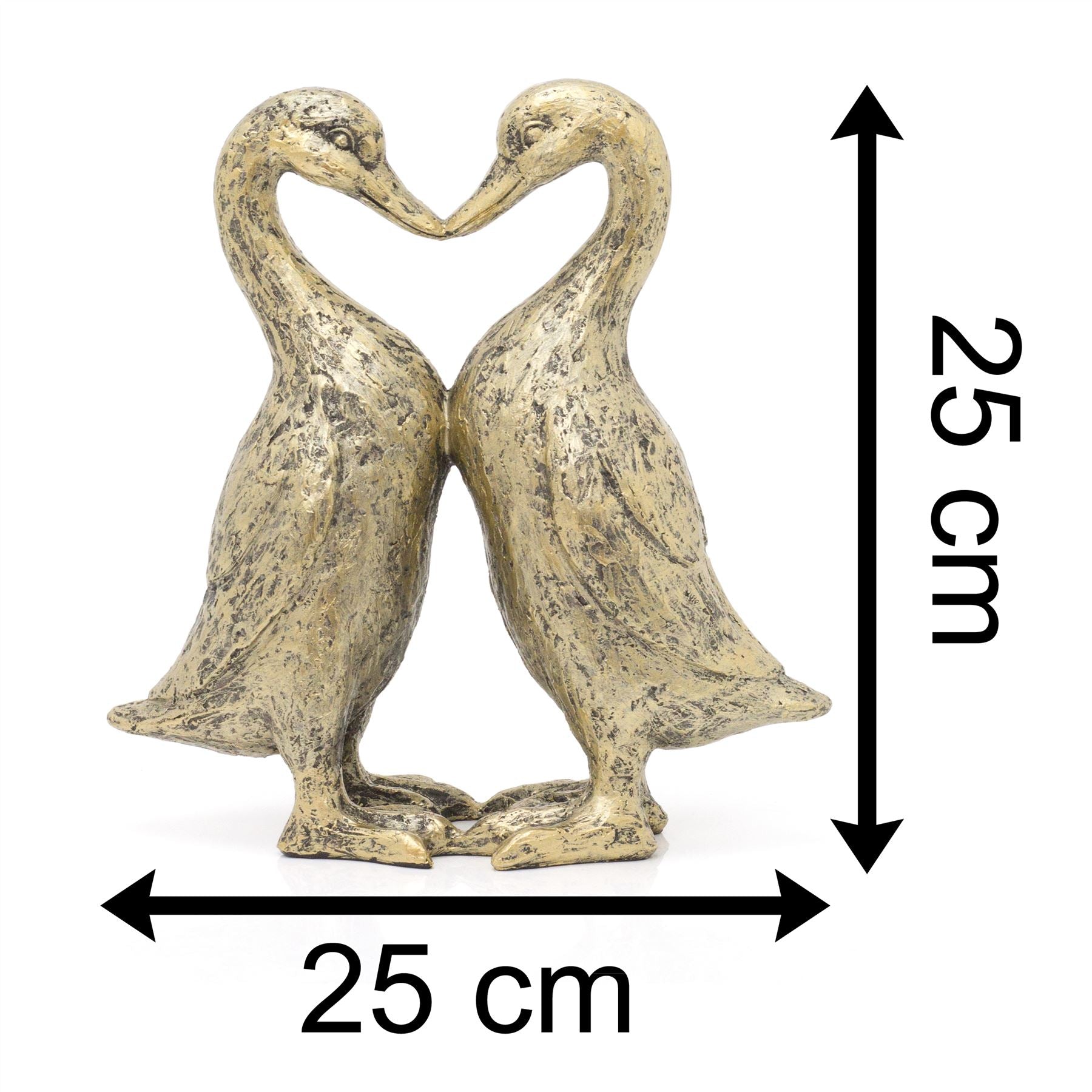 Bronze tone harpiks kysse ænder statue elsker hjerte have skulptur | Duck Ornament Vintage Style Garden Ornamenter | Indendørs udendørs pryd ænder - 25 cm - Image 2