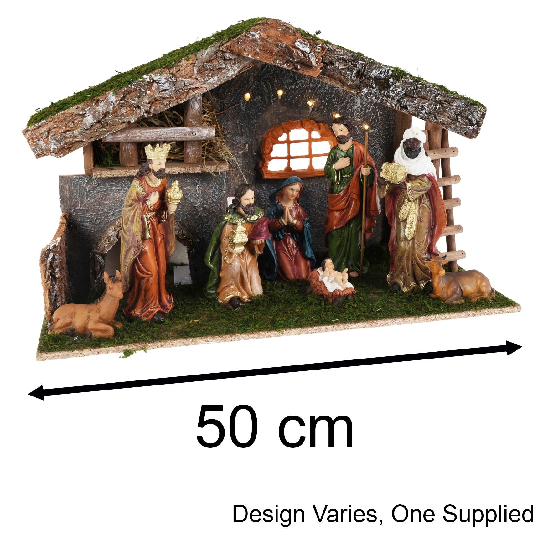 Led traditionel julemodtagssæt & 8 detaljerede figurer stabil krybbe scene Mode - Image 3