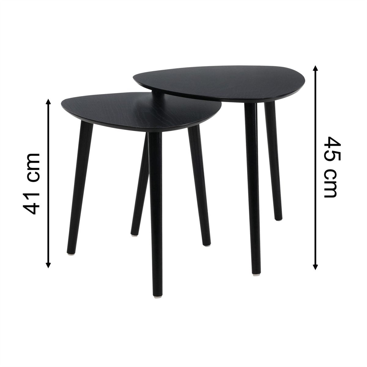 Sæt med 2 sorte ovale hekkeborde | Moderne sorte træ accent sideborde - Image 3